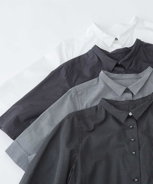 nop de nod（ノップドゥノッド）の「スモールカラーフレアー5分袖シャツ（シャツ/ブラウス・レディース・オフホワイト/ブラック/ドット/スミクロ・3）」の16枚目の写真