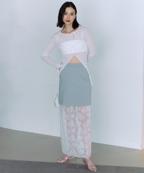 Firsthand（ファーストハンド）の「Firsthand/ファーストハンド マルチウェイレーススカート / シアースカート / レーススカート / ニットスカート / 3WAYスカート（スカート・レディース・ブラック/ホワイト・FREE）」の2枚目の写真