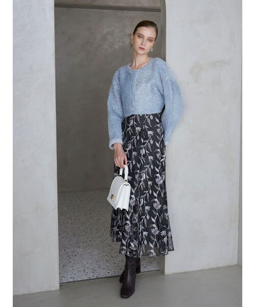 MERCURYDUO（マーキュリーデュオ）の「チュールラメ刺繍マーメイドスカート（スカート・レディース・アイボリー/ピンク/チャコールグレー・MEDIUM/SMALL）」の12枚目の写真