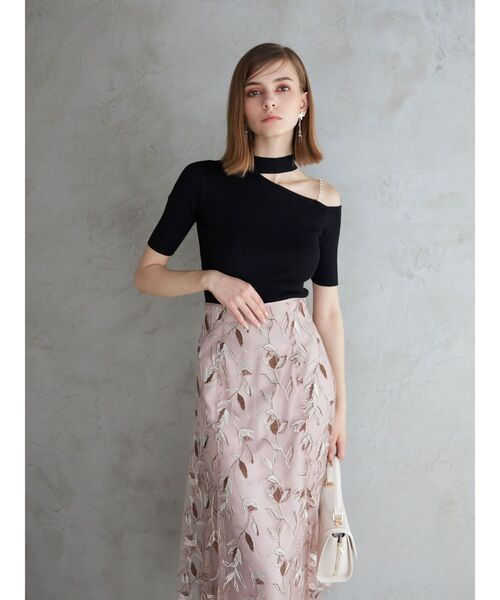 MERCURYDUO（マーキュリーデュオ）の「チュールラメ刺繍マーメイドスカート（スカート・レディース・アイボリー/ピンク/チャコールグレー・MEDIUM/SMALL）」の15枚目の写真