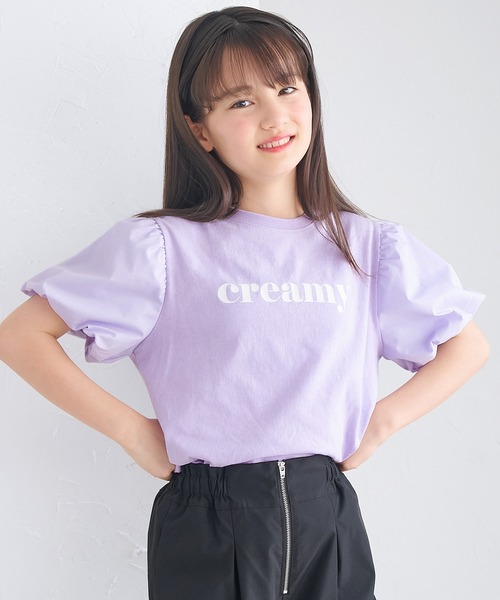 coca(coca)(コカ)の「キッズ パフスリーブロゴTシャツ(Tシャツ/カットソー・キッズ・ブラック/ホワイト/ラベンダー・130/120/110/140/150)」の3枚目の写真