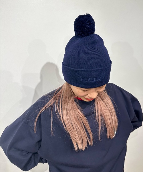 HOLIDAY（ホリデイ）の「PONPON KNIT CAP (HOLIDAY) ポンポンニットキャップ (ホリデイ)（ニットキャップ/ビーニー・レディース・ネイビー/グリーン/ブラック/レッド・ONE SIZE）」の12枚目の写真