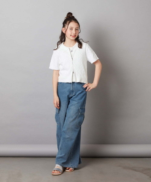 a.v.v（アーヴェヴェ）の「【ジュニア】[140-150]カーゴデニムワイドパンツ（デニムパンツ・キッズ・ブルー/ブラック・140/150）」の8枚目の写真