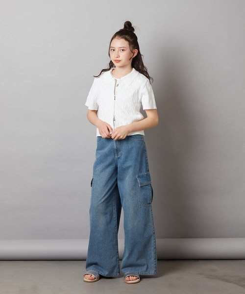 a.v.v（アーヴェヴェ）の「【ジュニア】[140-150]カーゴデニムワイドパンツ（デニムパンツ・キッズ・ブルー/ブラック・140/150）」の10枚目の写真