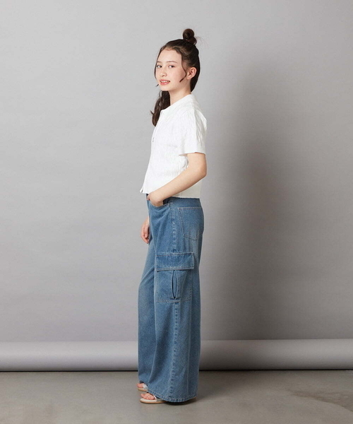 a.v.v（アーヴェヴェ）の「【ジュニア】[140-150]カーゴデニムワイドパンツ（デニムパンツ・キッズ・ブルー/ブラック・140/150）」の12枚目の写真