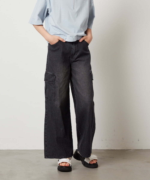 a.v.v（アーヴェヴェ）の「【ジュニア】[140-150]カーゴデニムワイドパンツ（デニムパンツ・キッズ・ブルー/ブラック・140/150）」の14枚目の写真