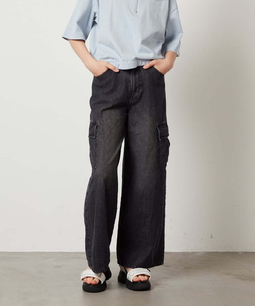 a.v.v（アーヴェヴェ）の「【ジュニア】[140-150]カーゴデニムワイドパンツ（デニムパンツ・キッズ・ブルー/ブラック・140/150）」の16枚目の写真