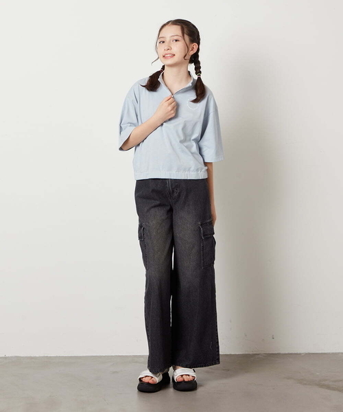 a.v.v（アーヴェヴェ）の「【ジュニア】[140-150]カーゴデニムワイドパンツ（デニムパンツ・キッズ・ブルー/ブラック・140/150）」の19枚目の写真