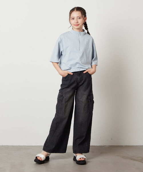 a.v.v（アーヴェヴェ）の「【ジュニア】[140-150]カーゴデニムワイドパンツ（デニムパンツ・キッズ・ブルー/ブラック・140/150）」の21枚目の写真