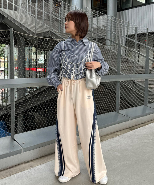 CIAOPANIC フリルプリーツパンツ CIAOPANIC パンツ ベロアフラワーフリルパンツ レディース