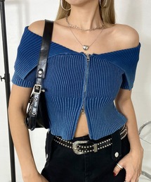 【ゲリラ値下】モヘア✴︎ネイビーオフショルダー ニット ゲリラ値下】モヘア✴︎ネイビーオフショルダー ニット ニット