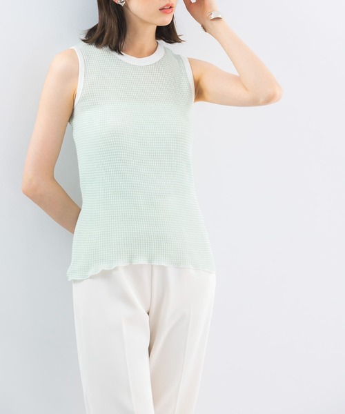 URBAN RESEARCH ROSSO WOMEN（アーバンリサーチ　ロッソ）の「CaRouseLamBRa　NO-SLEEVE PACK WHITE BORDER（タンクトップ・レディース・キャメル/その他1/グリーン系その他・OS）」の4枚目の写真