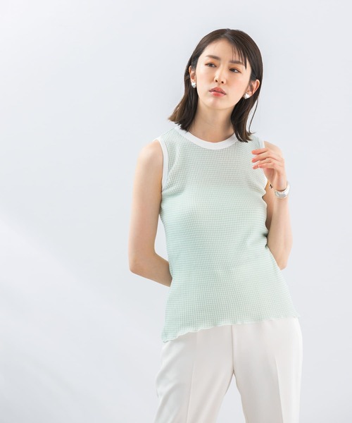 URBAN RESEARCH ROSSO WOMEN（アーバンリサーチ　ロッソ）の「CaRouseLamBRa　NO-SLEEVE PACK WHITE BORDER（タンクトップ・レディース・キャメル/その他1/グリーン系その他・OS）」の5枚目の写真