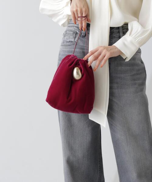 JAMIRAY(ジャミレイ)の「JAMIRAY/VELVET EGG D/S PURSE(ハンドバッグ・レディース・ブラック/ピンク・FREE)」の1枚目の写真
