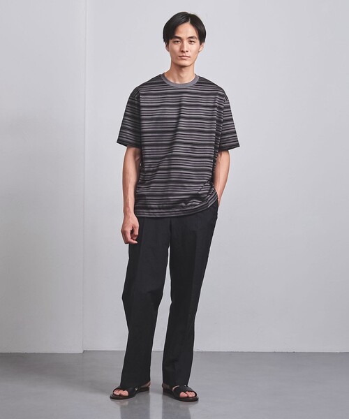 UNITED ARROWS（ユナイテッドアローズ）の「ミラノリブ マルチボーダー Tシャツ -ウォッシャブル-（Tシャツ/カットソー・メンズ・ダークグレー/ライトブルー・S/M/L/XL）」の4枚目の写真