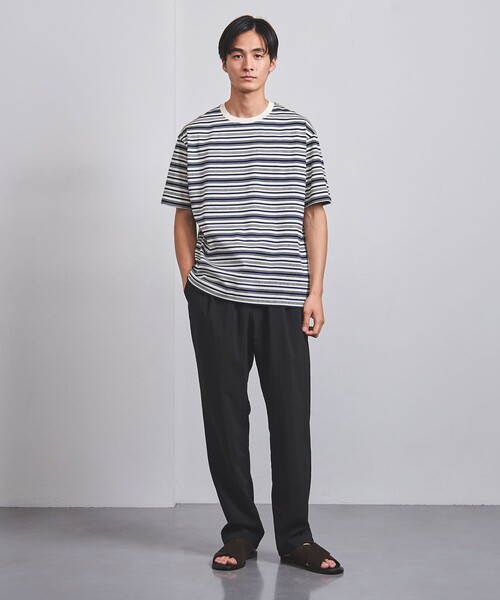 UNITED ARROWS（ユナイテッドアローズ）の「ミラノリブ マルチボーダー Tシャツ -ウォッシャブル-（Tシャツ/カットソー・メンズ・ダークグレー/ライトブルー・S/M/L/XL）」の7枚目の写真