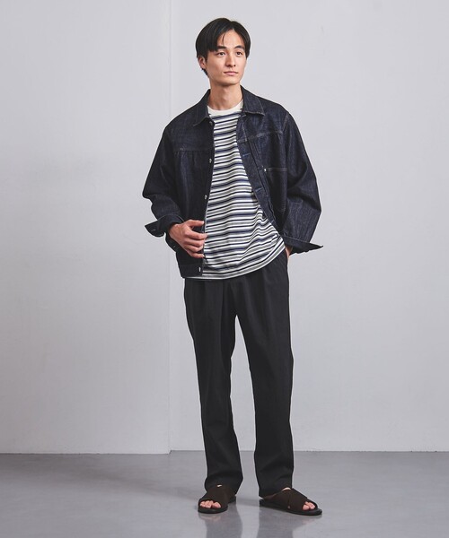 UNITED ARROWS（ユナイテッドアローズ）の「ミラノリブ マルチボーダー Tシャツ -ウォッシャブル-（Tシャツ/カットソー・メンズ・ダークグレー/ライトブルー・S/M/L/XL）」の8枚目の写真