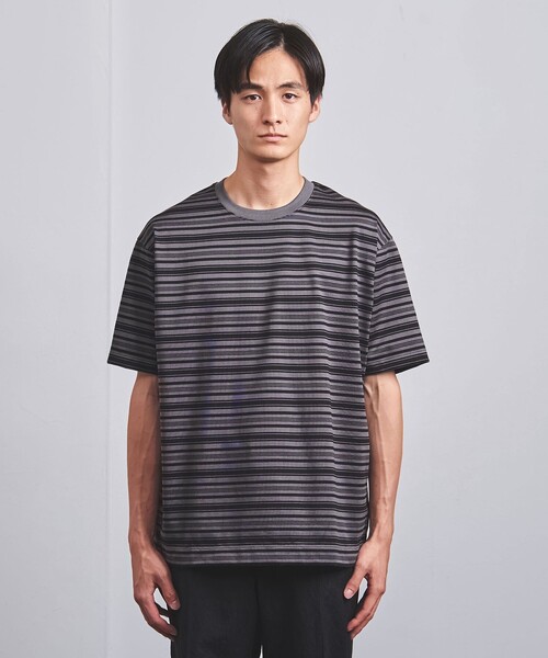 UNITED ARROWS（ユナイテッドアローズ）の「ミラノリブ マルチボーダー Tシャツ -ウォッシャブル-（Tシャツ/カットソー・メンズ・ダークグレー/ライトブルー・S/M/L/XL）」の9枚目の写真