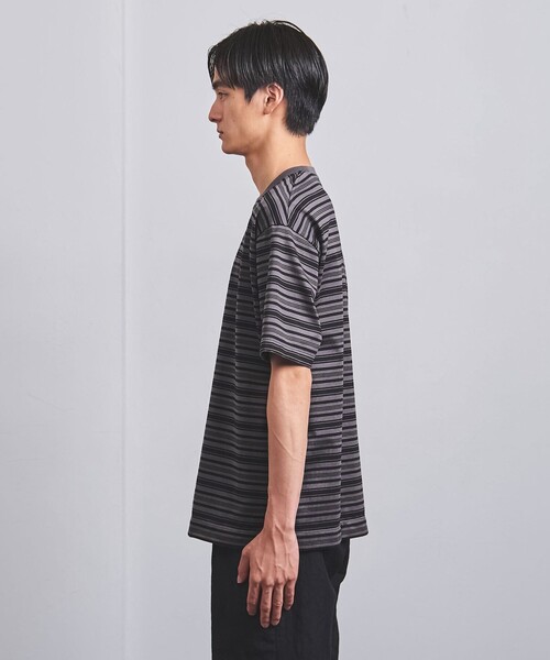 UNITED ARROWS（ユナイテッドアローズ）の「ミラノリブ マルチボーダー Tシャツ -ウォッシャブル-（Tシャツ/カットソー・メンズ・ダークグレー/ライトブルー・S/M/L/XL）」の10枚目の写真