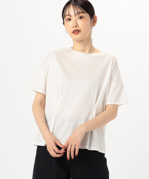 COMME CA ISM(コムサイズム)の「綿混 タック Tシャツ(Tシャツ/カットソー・レディース・ブルー/ブラック/ホワイト・M/L)」の10枚目の写真