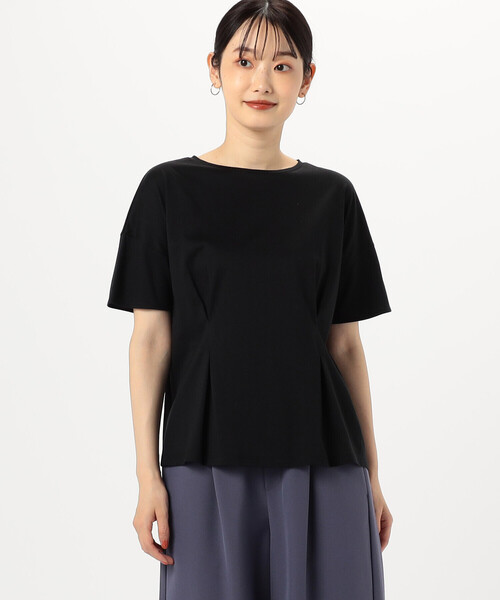 COMME CA ISM(コムサイズム)の「綿混 タック Tシャツ(Tシャツ/カットソー・レディース・ブルー/ブラック/ホワイト・M/L)」の7枚目の写真