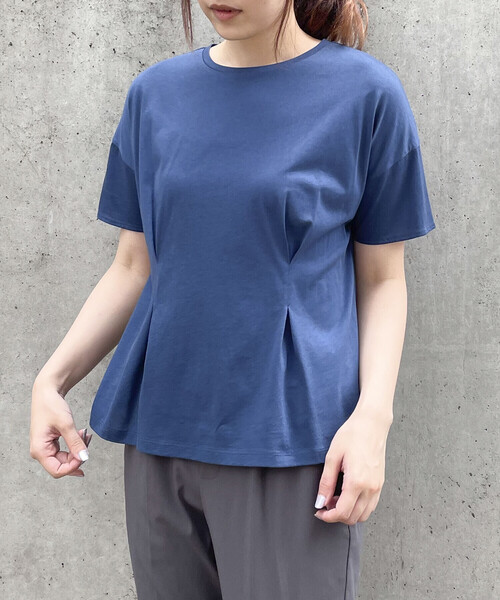 COMME CA ISM(コムサイズム)の「綿混 タック Tシャツ(Tシャツ/カットソー・レディース・ブルー/ブラック/ホワイト・M/L)」の16枚目の写真