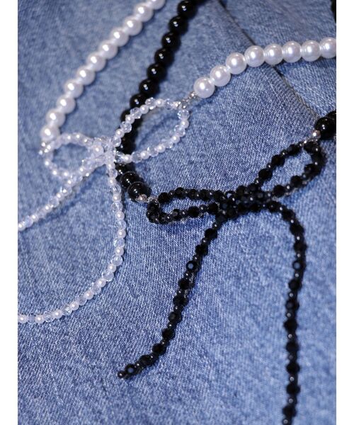 jouetie(ジュエティ)の「ビーズリボンパールネックレス(ネックレス・レディース・アイボリー/ブラック・FREE)」の10枚目の写真