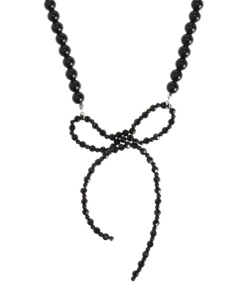 jouetie(ジュエティ)の「ビーズリボンパールネックレス(ネックレス・レディース・アイボリー/ブラック・FREE)」の8枚目の写真