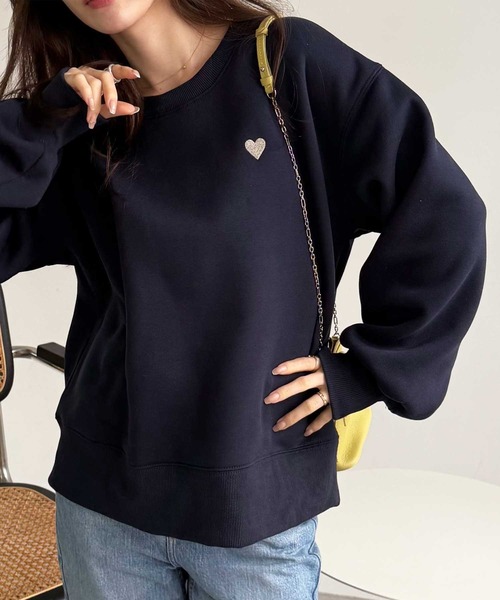 GeeRA(ジーラ)の「【新色追加】ロゴ&ハートワンポイント刺繍オーバーサイズスウェット(スウェット・レディース・オートミール/ブラック/杢グレー/ネイビー/グレー系その他/ブラック系その他/ベージュ系その他・MEDIUM/LARGE/X-LARGE)」の21枚目の写真