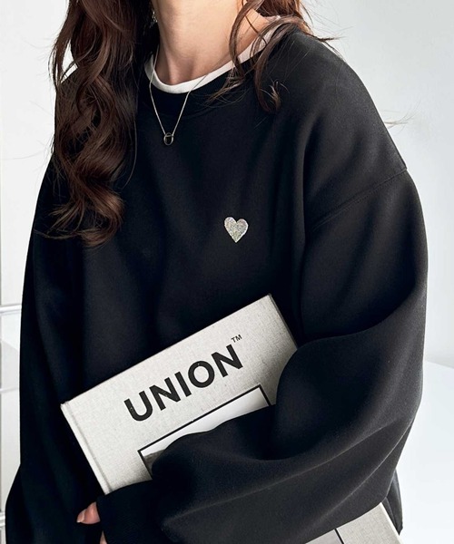 セール】【新色追加】ロゴ＆ハートワンポイント刺繍オーバーサイズ