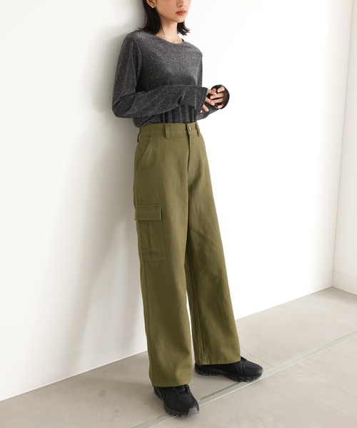 n'OrLABEL（ノアールレーベル）の「『ワイドカーゴパンツ』（カーゴパンツ・レディース・ブラック/カーキ・L～LL/S～Ｍ/3L）」の5枚目の写真