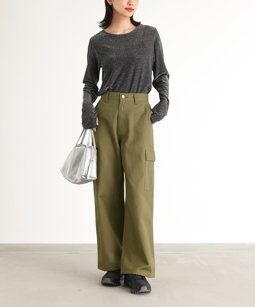 n'OrLABEL（ノアールレーベル）の「『ワイドカーゴパンツ』（カーゴパンツ・レディース・ブラック/カーキ・L～LL/S～Ｍ/3L）」の6枚目の写真