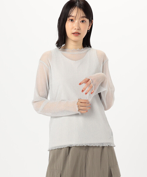 COMME CA ISM(コムサイズム)の「シアーラメ カットソー(長袖)(Tシャツ/カットソー・レディース・ブラック/ライトグレー・LARGE/MEDIUM)」の5枚目の写真