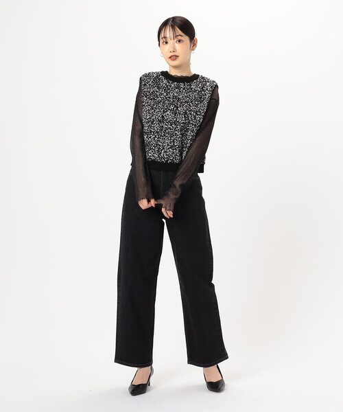 COMME CA ISM(コムサイズム)の「シアーラメ カットソー(長袖)(Tシャツ/カットソー・レディース・ブラック/ライトグレー・LARGE/MEDIUM)」の8枚目の写真