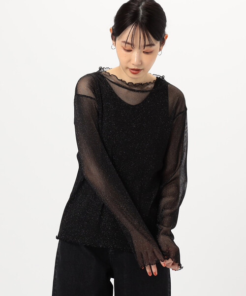 COMME CA ISM(コムサイズム)の「シアーラメ カットソー(長袖)(Tシャツ/カットソー・レディース・ブラック/ライトグレー・LARGE/MEDIUM)」の9枚目の写真
