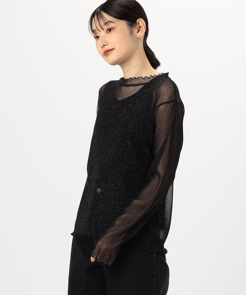 COMME CA ISM(コムサイズム)の「シアーラメ カットソー(長袖)(Tシャツ/カットソー・レディース・ブラック/ライトグレー・LARGE/MEDIUM)」の10枚目の写真