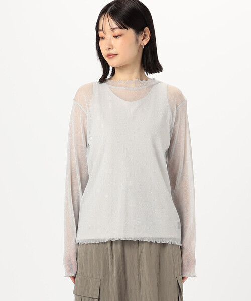 COMME CA ISM(コムサイズム)の「シアーラメ カットソー(長袖)(Tシャツ/カットソー・レディース・ブラック/ライトグレー・LARGE/MEDIUM)」の11枚目の写真
