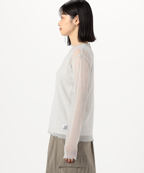 COMME CA ISM(コムサイズム)の「シアーラメ カットソー(長袖)(Tシャツ/カットソー・レディース・ブラック/ライトグレー・LARGE/MEDIUM)」の12枚目の写真