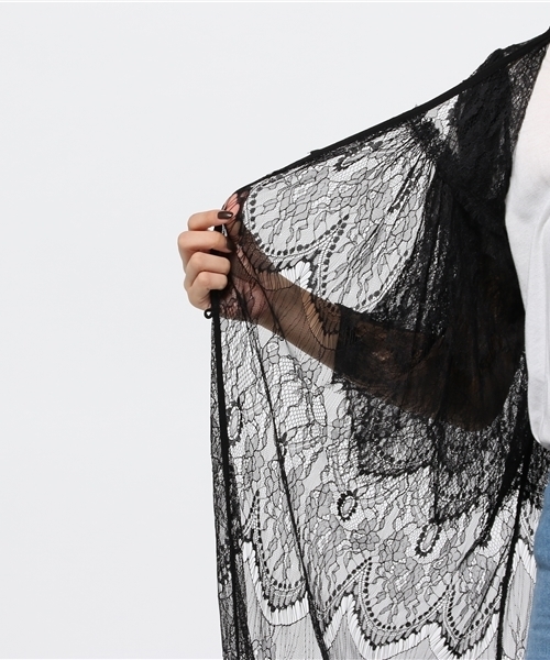 Another Edition（アナザーエディション）の「レースロングカーディガン2/AEFC LACE LONG　CGN 2◆（カーディガン/ボレロ・レディース・ブラック・フリー）」の2枚目の写真