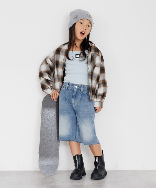 10C REPIPI（ジューシーレピピ）の「【10C REPIPI】チェックルーズシャツ（シャツ/ブラウス・キッズ・ブラウン/ブルー/レッド・130cm/110cm/120cm）」の4枚目の写真