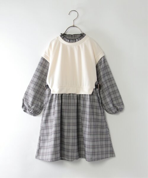 ikka（イッカ）の「ベストレイヤードドッキングワンピース（120~160cm）（ワンピース・キッズ・ライトベージュ/ブラック・150/140/130/120/160）」の7枚目の写真