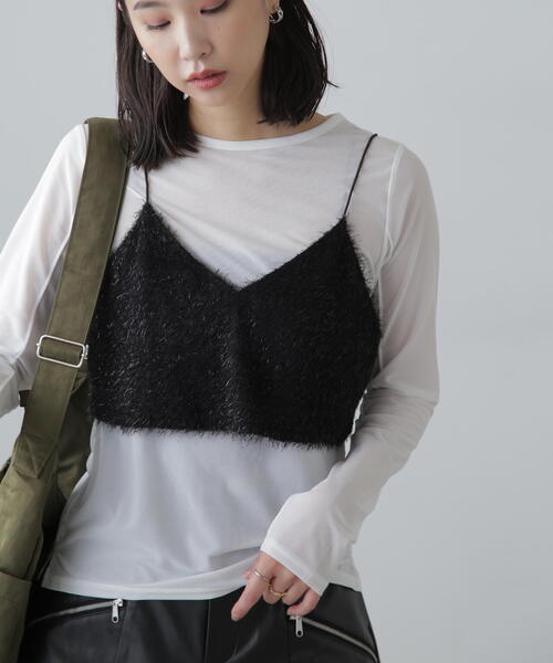 FREE'S MART（フリーズマート）の「ラメキャミソールビスチェ（キャミソール・レディース・ホワイト/ブラック・FREE）」の15枚目の写真