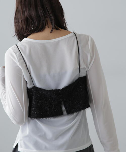 FREE'S MART（フリーズマート）の「ラメキャミソールビスチェ（キャミソール・レディース・ホワイト/ブラック・FREE）」の3枚目の写真