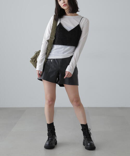 FREE'S MART（フリーズマート）の「ラメキャミソールビスチェ（キャミソール・レディース・ホワイト/ブラック・FREE）」の4枚目の写真