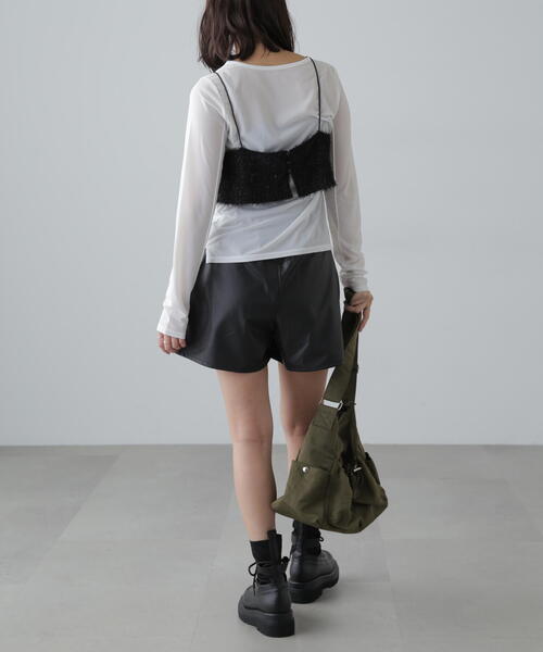 FREE'S MART（フリーズマート）の「ラメキャミソールビスチェ（キャミソール・レディース・ホワイト/ブラック・FREE）」の6枚目の写真