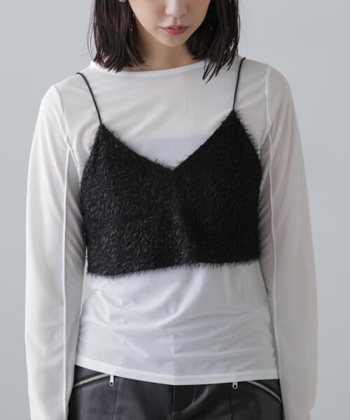 FREE'S MART（フリーズマート）の「ラメキャミソールビスチェ（キャミソール・レディース・ホワイト/ブラック・FREE）」の7枚目の写真