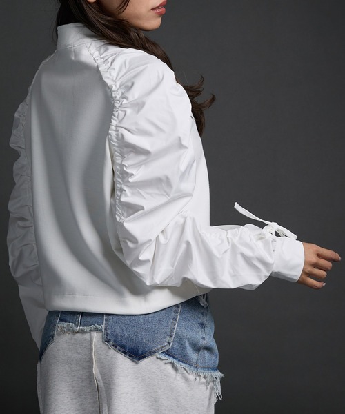 CELENA（セレナ）の「ギャザースリーブ ジップアップブルゾン（ブルゾン・レディース・ホワイト・M/L/XL）」の10枚目の写真