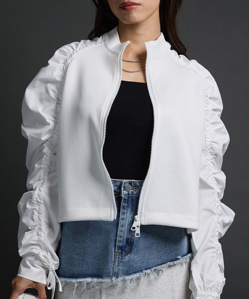 CELENA（セレナ）の「ギャザースリーブ ジップアップブルゾン（ブルゾン・レディース・ホワイト・M/L/XL）」の14枚目の写真