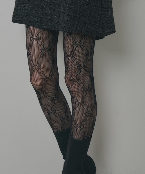 ブラックタイツ　紫リボン ブラックタイツ 紫リボン Amazon | M＆YFASHION リボンブラック