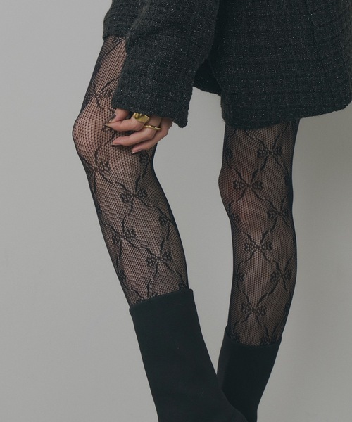 VIOLETTA（ヴィオレッタ）の「【select】リボンレースタイツ（タイツ/ストッキング・レディース・ホワイト/ブラック・FREE）」の10枚目の写真